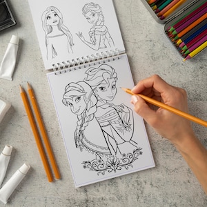 Elsa Anna Olaf Kleurplaten voor meisjes, Frozen cartoon kleurboek voor kinderen, Instant Download afdrukbare kleurplaten voor kinderen afbeelding 6