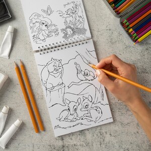 Bambi en Thumper Kleurplaten printbare pagina's voor meisjes, Forest stripfiguren Print om in te kleuren, Instant Download vellen om in te kleuren afbeelding 9