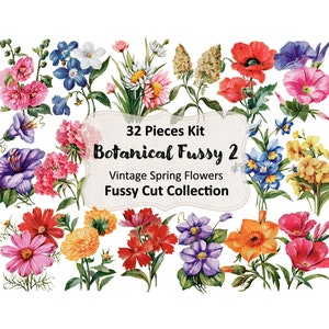 Botanische Bloemen Fussy Cuts 32 St. Vol. 2 | Digital Kit, Junk Journal, Vintage, Ephemera, Digitale kunst, Digitale collage, Clipart