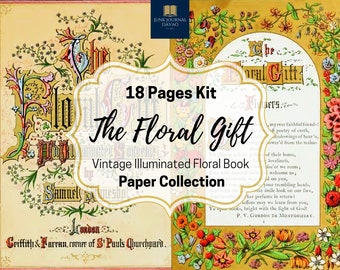 The Floral Gift 18 Pages Paper Collection | Vintage, Ephemera, Digital Art, Clipart
