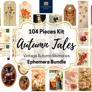 Autumn Tales 104 Pcs. Ephemera Bundle | Vintage, Ephemera, Digital Art, Clipart