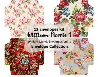 William Morris 12 Pieces Envelope Collection Vol. 1 | Vintage, Ephemera, Digital Art, Clipart