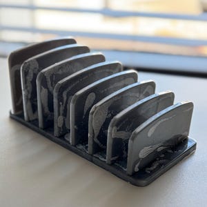 Grey Handmade Resin Cash Tray | 7 Slot Flat-Pack Budget Organiser | Grey Money Holder for Cash Stuffing & Envelope System