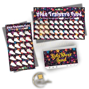 Kids Shoe Savings Tracker | A6 Budget Tracker | Reusable Laminated Savings Challenge | Cash Envelope Budgeting | Money Saving Goal Chart