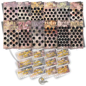 Sfida di risparmio Petals to Profit - 12 biglietti gratta e vinci per risparmiare 1000 / Planner mensile di budget floreale con busta per contanti opzionale