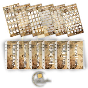 Holiday Travel Savings Tracker Bundle | Budget Envelopes for Vacation | A6 Envelope Trackers for Duty-Free, Passport, Spending Money & More