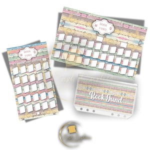 ブックファンド貯蓄トラッカー – A6 予算プランナーインサート | 再利用可能なラミネート加工現金封筒トラッカー