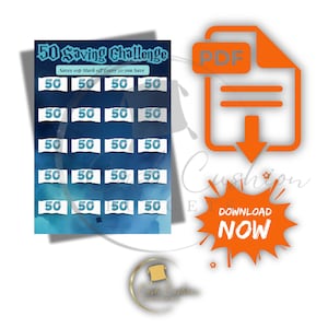 50s Savings Challenge – Save a Total of 1000 | Digital Download for Cash Stuffing