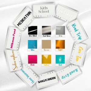 Aangepaste vinyl envelopetiketten voor contant geld – gepersonaliseerde budgetstickers (10 lettertypen en 9 kleuren)