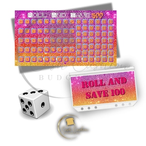 Roll and Save 300 Savings Challenge | Reusable Budget Tracker | Money Saving Game | Cash Envelope Binder | Fun Dice Savings Challenge