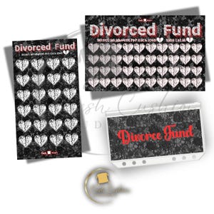 Suivi d'épargne en fonds de divorce A6 | avec option enveloppe à fermeture éclair | Papier cartonné laminé de haute qualité | Tableau de bord ou insert de fermeture à glissière