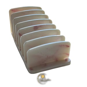 Resin Cash Tray Organiser | 7 Slot Budget Binder Insert | Flat Pack Money Holder for Cash Stuffing | White & Pink | DIY Assembly