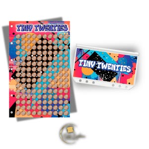 Dashboard Tiny Twenties Coin Saving Challenge | Bespaar 0,20 om 30 te bereiken | A6 Budget-tracker + optionele envelop met rits
