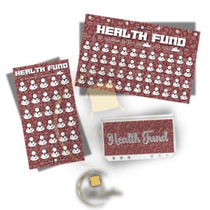 Tracker di risparmio del fondo sanitario / Inserto per pianificatore di budget A6 / Sfida di risparmio sulle spese mediche / Plastificato e bifacciale / Budget Cash Cushion