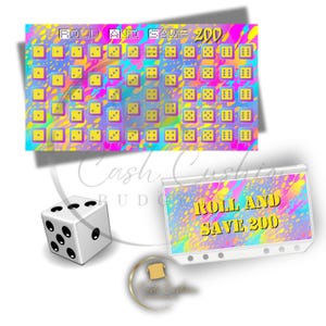 Roll and Save 200 Savings Challenge | Reusable Budget Game | Laminated Cash Savings Tracker | A6 Envelope & Dice Option | Budgeting Tool