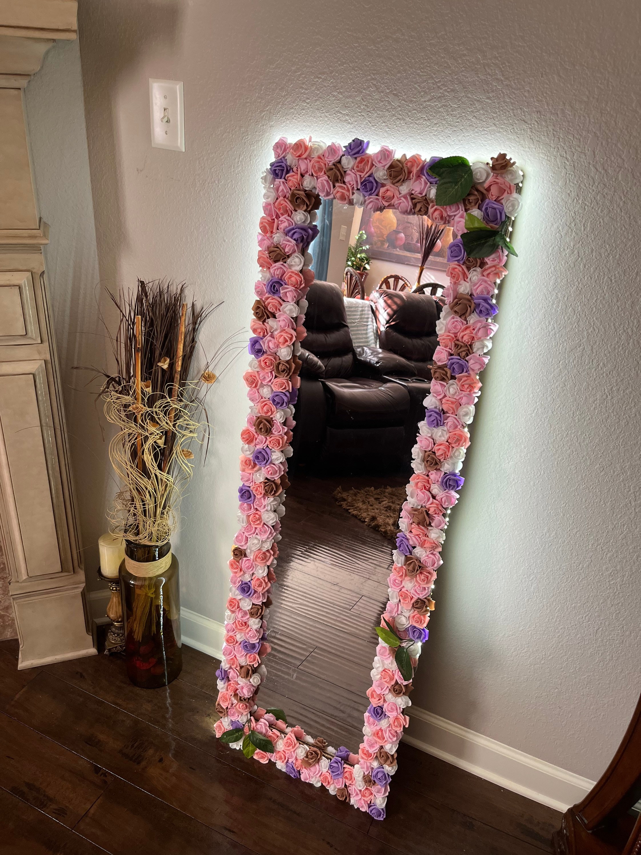 Rose Mirror Full Body Rose Mirror Flower Mirror Wall Etsy