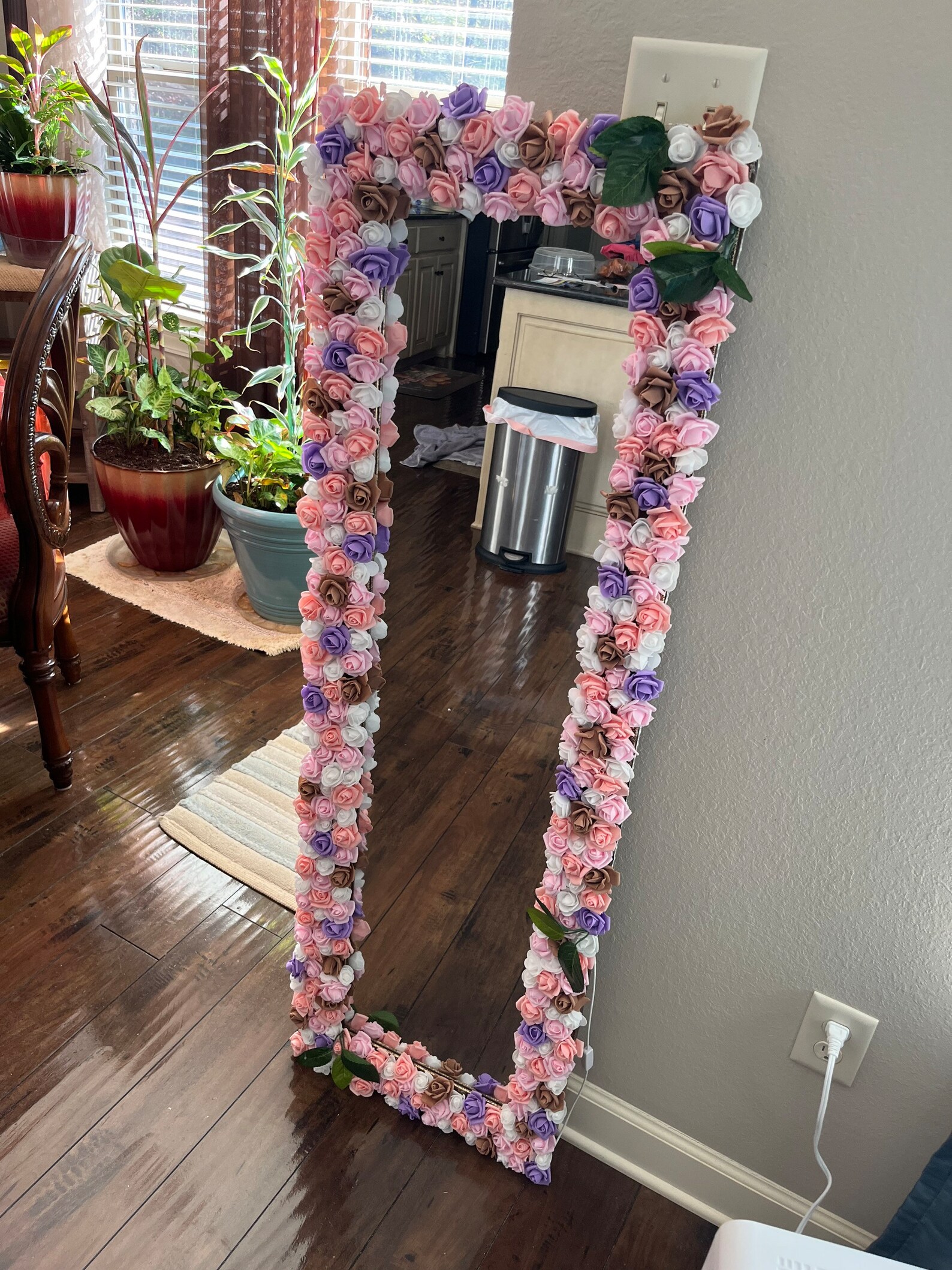 Rose Mirror Full Body Rose Mirror Flower Mirror Wall Etsy