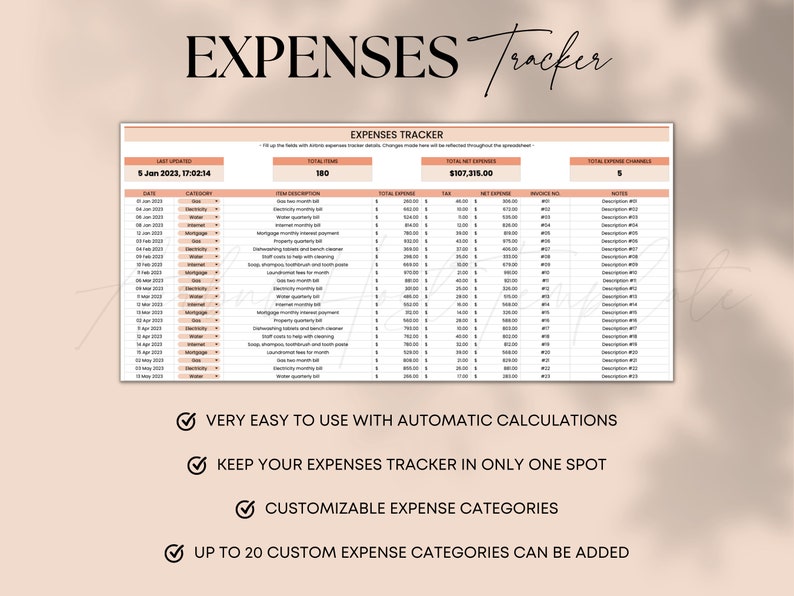 Airbnb Rental Spreadsheet Template for Google Sheets Etsy