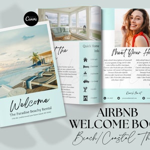 Airbnb Welcome Book Beach Template, Beach Theme, Airbnb House Guide Canva Template, Airbnb Guidebook, VRBO Guest Book, Beach Vacation Rental