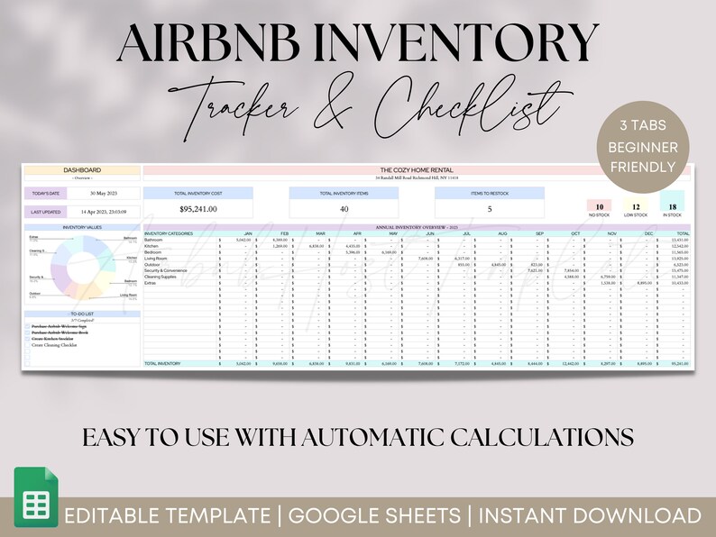 Airbnb Inventory Checklist Template Checklist Inventory Etsy