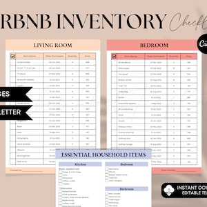 Airbnb Inventory Checklist, Airbnb Essentials, Housekeeping Checklist, Editable in Canva, Airbnb Host Template, Airbnb Amenities, VRBO