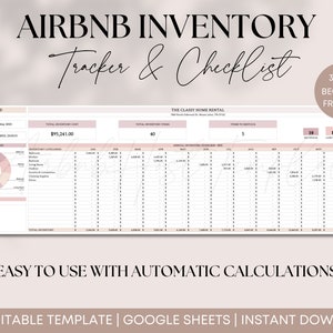 Airbnb Inventory Checklist Template, Checklist Inventory, Rental Property Furniture List, Short Term Rental, Set Up Check List Google Sheets