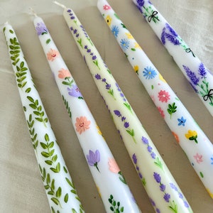 Floral Hand Painted Tapered Candles I dinner candles I Wedding Candle I Table Decor I Gift idea I Taper candle