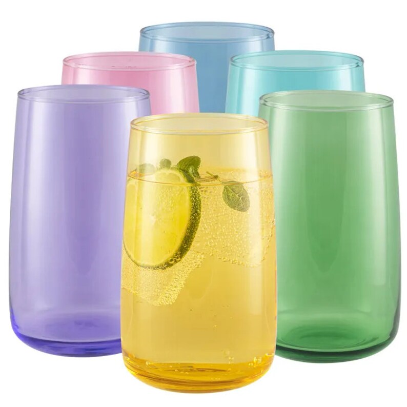 Set of 6 Colorful Beverage Glasses Drinking Glasses Set - Etsy