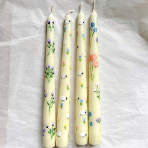 Floral Hand Painted Candles I Dinner Candles I Wedding Candle I Table Decor I Gift idea I Home Decor I Taper candle