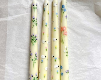 Floral Hand Painted Candles I Dinner Candles I Wedding Candle I Table Decor I Gift idea I Home Decor I Taper candle