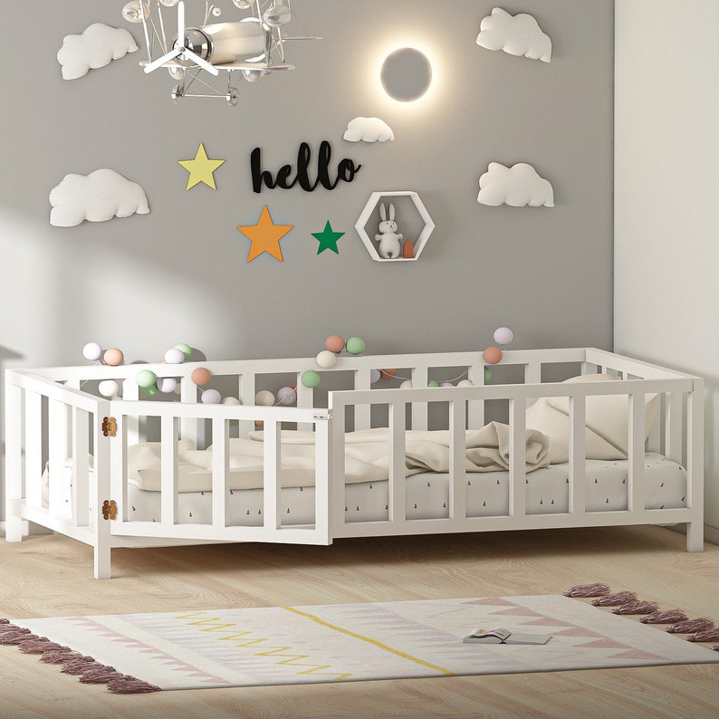 Painted Toddler Floor Bed Montessori Bed Toddler Bed Etsy