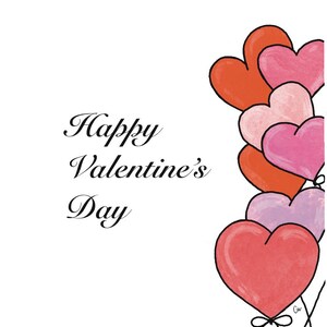 Buon San Valentino, Biglietto di San Valentino, Cartolina, Palloncini a forma di cuore, Biglietto di auguri