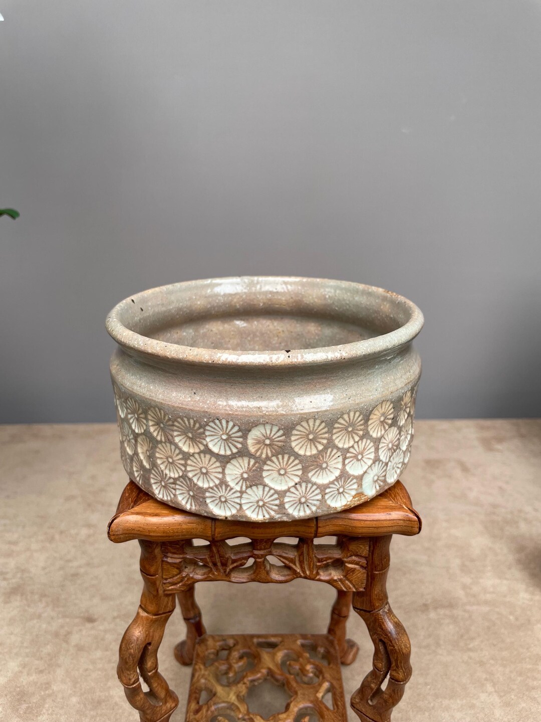 Zogan Inlay Japanese/korean Mishima Ware Style Ceramic Planter/bowl With Zogan ...