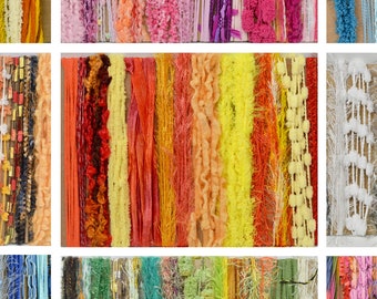 Fiber Art Yarn Bundle: Novelty Texture Skeins, Mixed Media Embellishments