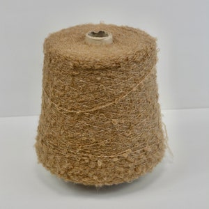 Natural Soft Mohair, Merino Wool Boucle Art Yarn Cake - Light Beige Loop for Weaving, Knitting, and Crocheting - 50-200g/1.75-7oz Options