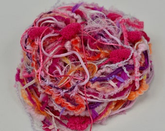 Fiber Art Yarn Bundle - Pink, Purple, and Apricot Color Options - Novelty Yarn - 15x1/2/3 Yard Skeins. FLOWER GARDEN