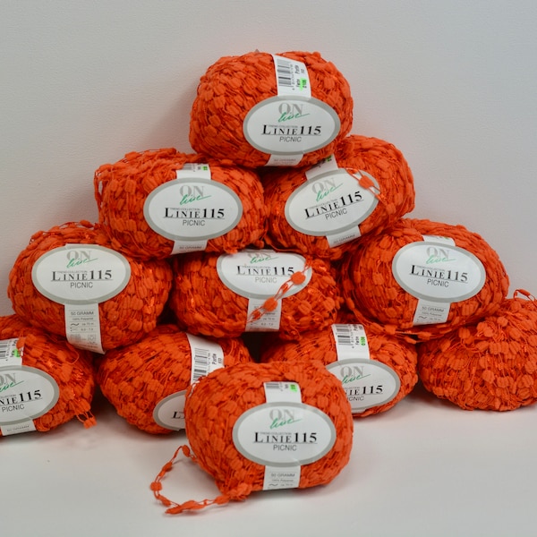 LINIE 115 Ladder Ribbon Yarn - 50 Gr Skeins in Orange color.