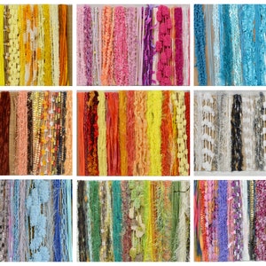 Fiber Art Yarn Bundle 15 Skeins in 9 Unique Color Options Novelty Yarn in 1/2/3 Yard Lengths image 1