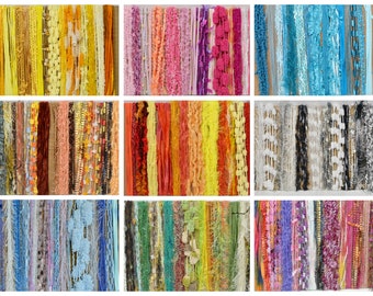 Fiber Art Yarn Bundle - 15 Skeins in 9 Unique Color Options - Novelty Yarn in 1/2/3 Yard Lengths