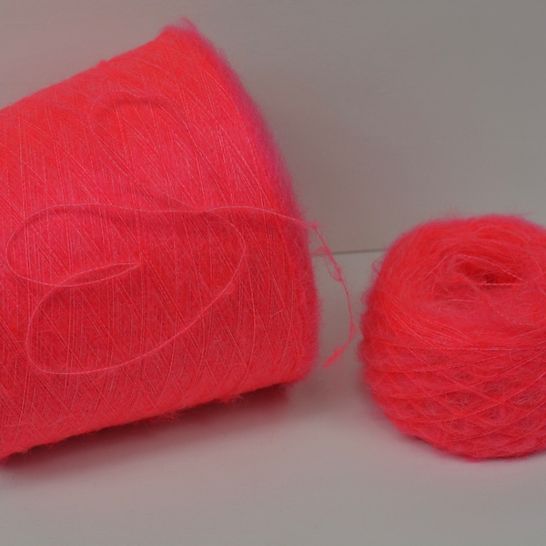 Neon pink coral Mohair blended Yarn - Made in Italy - 25g/50g/100g/200g Options Available