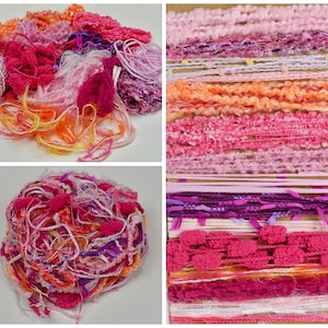 Fiber Art Yarn Bundle 15 Skeins in 9 Unique Color Options Novelty Yarn in 1/2/3 Yard Lengths Flower Garden II