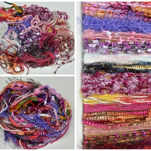 Fiber Art Yarn Bundle 15 Skeins in 9 Unique Color Options Novelty Yarn in 1/2/3 Yard Lengths Evening Calm