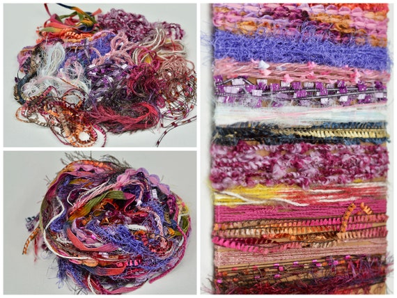 Fiber Art Yarn Bundle 15 Skeins in 9 Unique Color Options Novelty Yarn in  1/2/3 Yard Lengths 