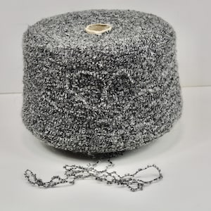 Torta di filato Boucle Art in morbida lana merino naturale morbida - Anello grigio per tessitura, lavoro a maglia e uncinetto - Opzioni da 50-200 g/1,75-7 once