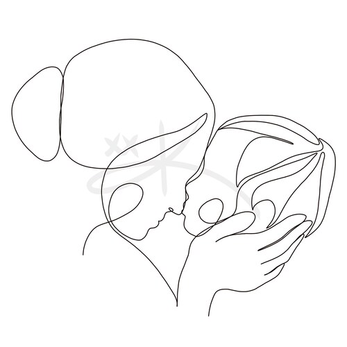 Mom and Baby Line Art Printable Line Art Mother and Child Etsy