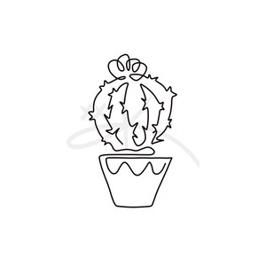 Kaktus mit Blumen Line Art, Pflanzen Linie Zeichnung, One Line Sukkulenten Zeichnung, Schwarz-Weiß Kaktus Wandkunst