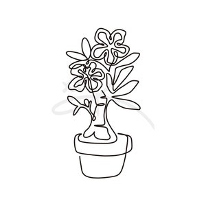 Bonsai BaumKunst, Line Art Tree, Bonsai Plant One Line Drawing, Schwarz-Weiß Wandkunst