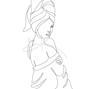Spa Line Drawing, Shower Wall Art, Minimalist Line Drawing, Women Line Art, Wall Art Line Drawing, Black and White Wall Art