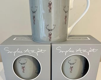 Stag design cup in grey by Sophie Allport