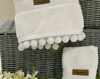 Luxury Hand Towels with pom-poms